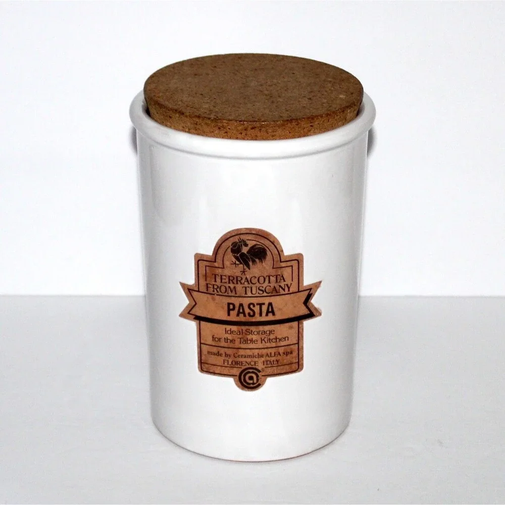Pasta Canister Terracotta from Tuscany Florence Italy Ceramiche Alfa Spa white